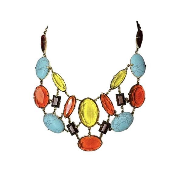 Kate Spade Statement Necklace Bold Color Gem Turquoise Chunky Retired Formal - Picture 1 of 3